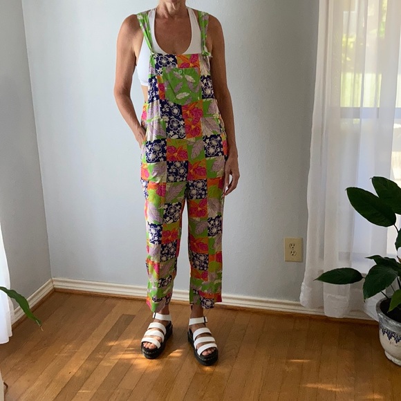 Bamboo Trader Patchwork Silk Sequin Jumpsuit - M - Picture 1 of 2